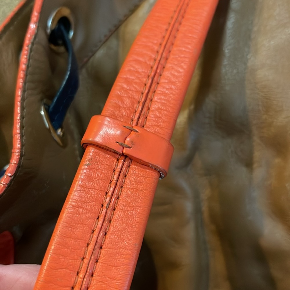 BODEN Genuine Leather Orange Brown Shoulder Handbag Purse (TD) - Picture 7 of 10